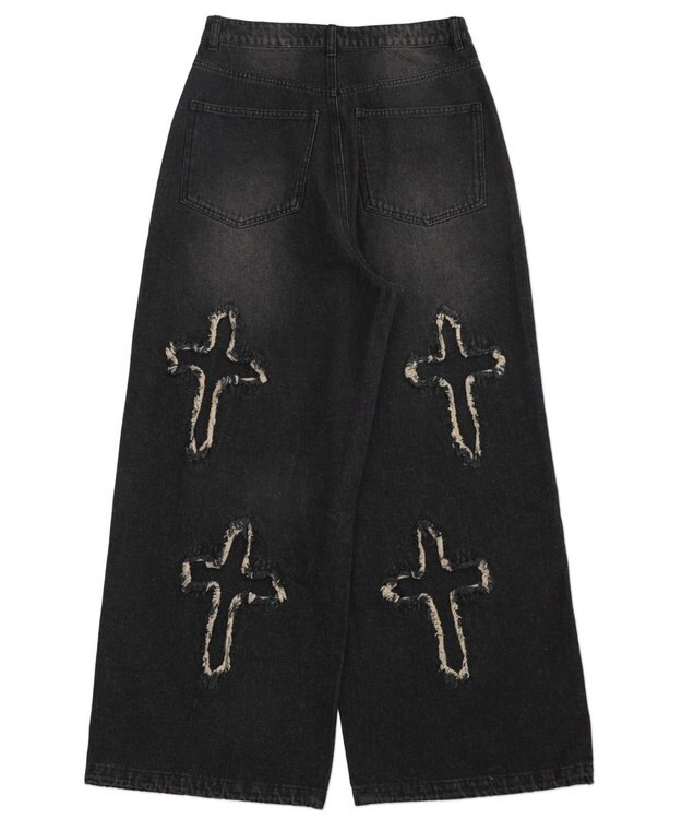 WEGO 【ユニセックス着用ITEM】フリンジデニムパンツ 柄4