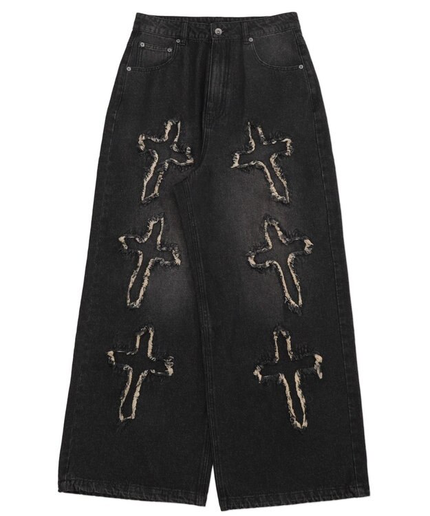 WEGO 【ユニセックス着用ITEM】フリンジデニムパンツ 柄4