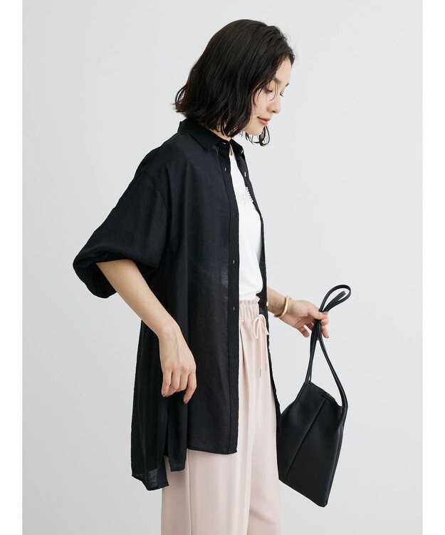 Green Parks レギュラー前後差シアーシャツ Black