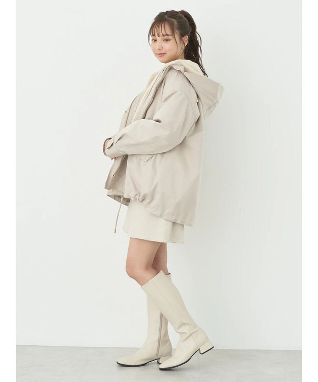 earth music&ecology マルチウェイマウンテンパーカー（ファー） Beige