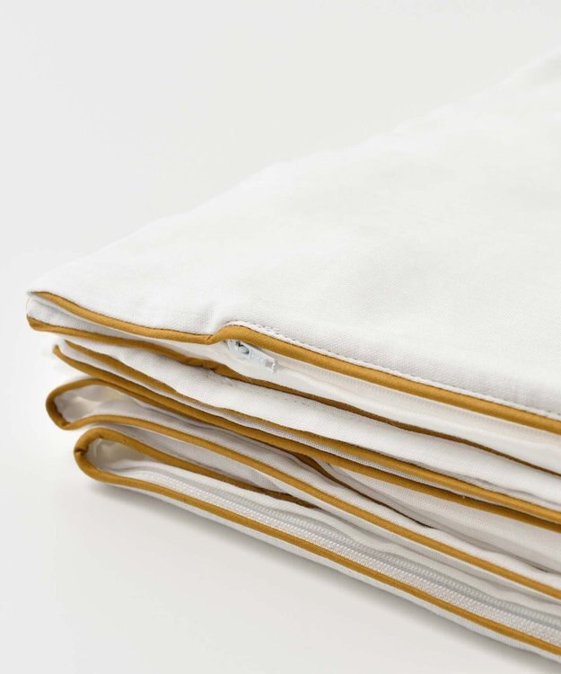 京和晒綿紗 ガーゼ掛布団カバー 白２重合わせ シングルサイズ(150×210) マスタードバイアス