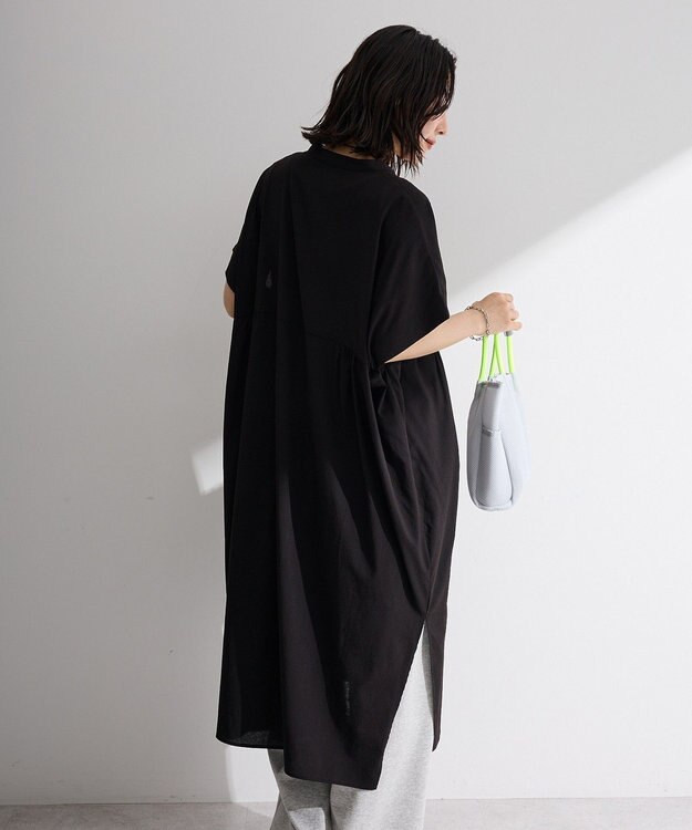 Green Parks 半袖シアースキッパーシャツワンピース Black