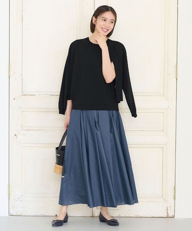 自由区 【洗える・XSサイズあり】クレープストレッチ カーディガン ネイビー系