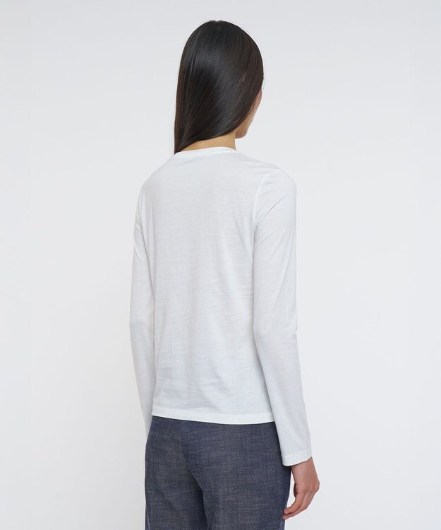 JOSEPH 【洗える】コットンシルク　ロングスリーブティーシャツ Off white
