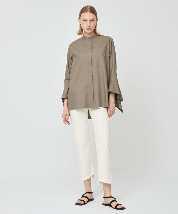 BEIGE， PERSIMMON / バンドカラーシャツ Slate