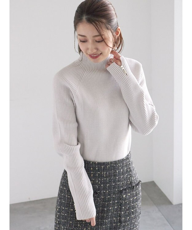 Te chichi モールリブスタンドネックニット オフホワイト