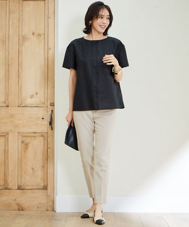 自由区 L 【接触冷感・UVカット・吸水速乾・洗える】シェルタリングテーパード パンツ ベージュ