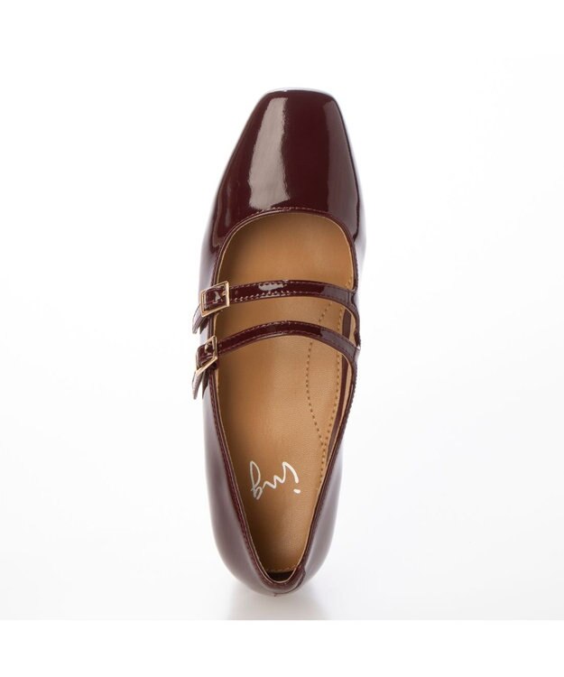 ing <ing>ダブルベルトメリージェーンパンプス ワインエナメル