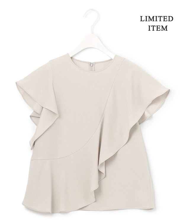 ICB 【WEB限定・洗える】BackSatinGeorgette ラッフルブラウス ベージュ系