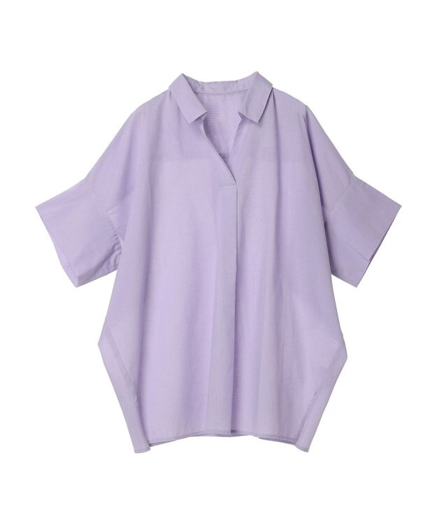 Green Parks 綿麻混スキッパーシャツ Purple