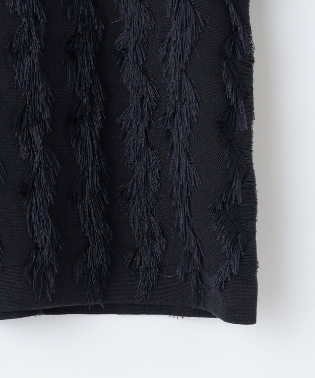 自由区 L 【洗える】カットジャガード ニット ネイビー