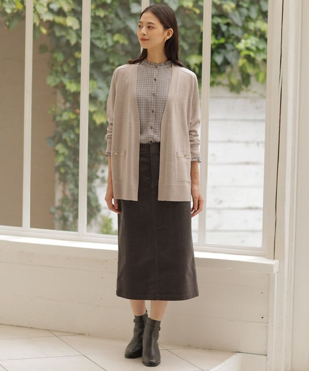 J.PRESS LADIES S 【洗える】KNIT BASIC ロングカーディガン トップベージュ系