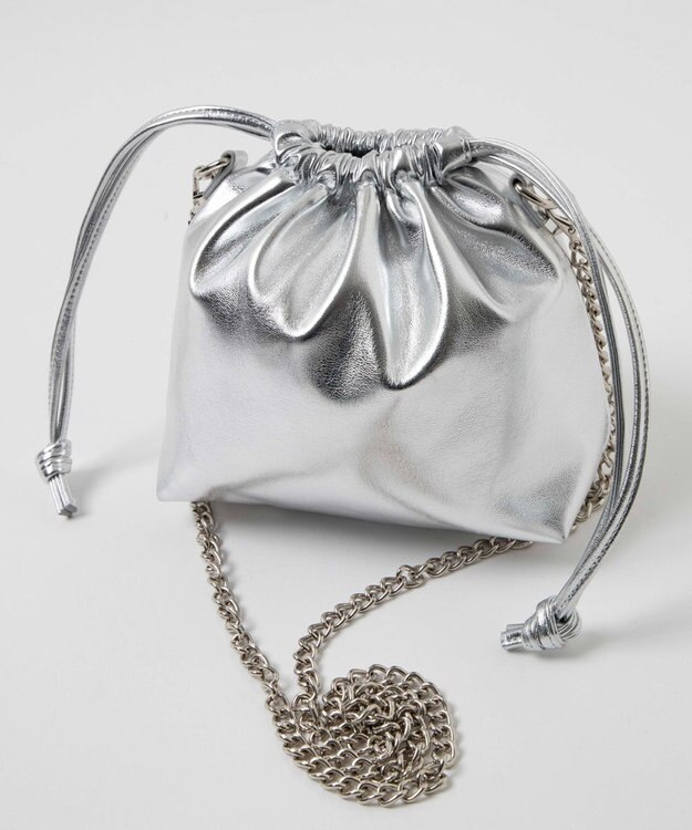 WEGO 巾着チェーンショルダー シルバー