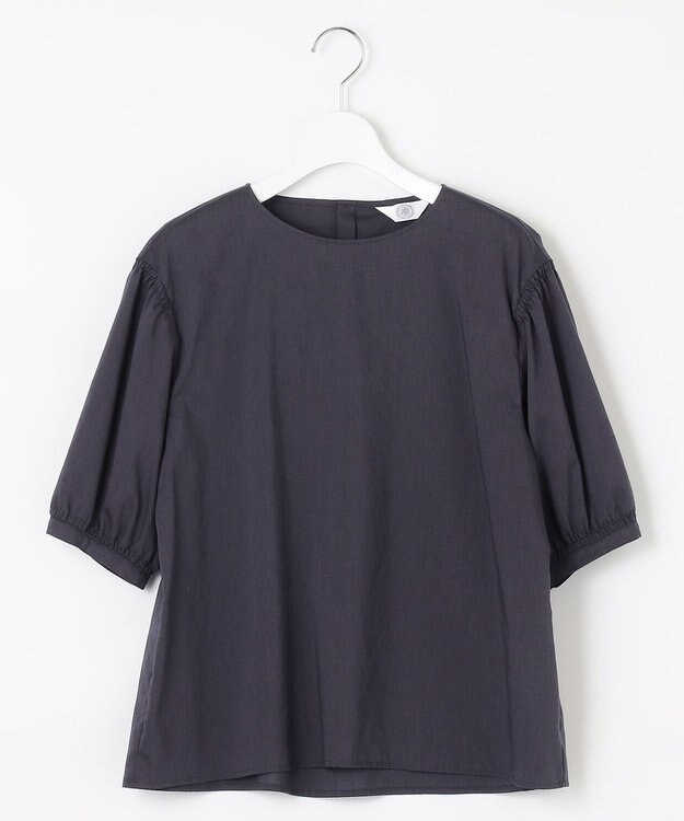 J.PRESS LADIES 【WEB限定カラーあり・洗える】ラミーポプリン ボリュームスリーブ ブラウス ネイビー系