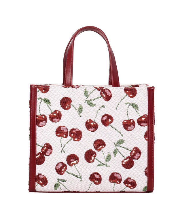 Maison de FLEUR チェリー柄ゴブラン２Ｗａｙスクエアトートバッグ Red