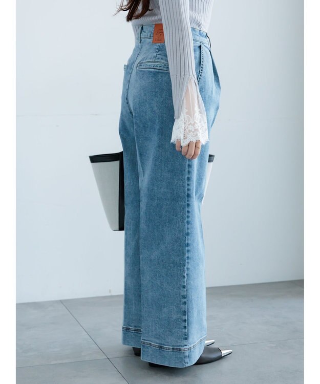 Te chichi ワイドデニムパンツ サックスブルー