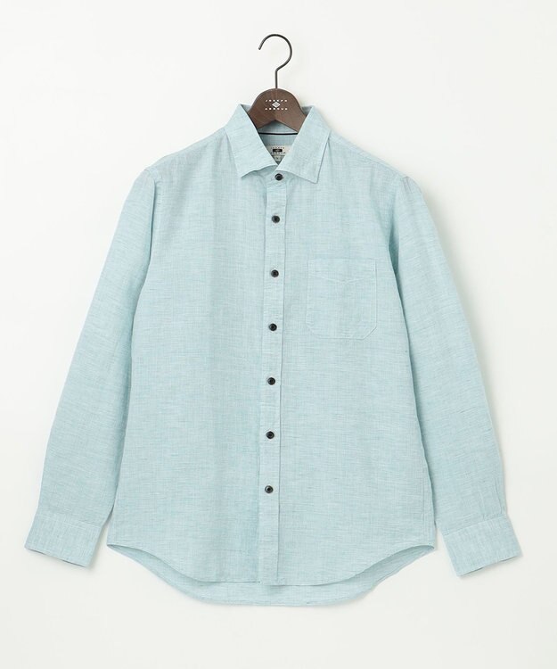 JOSEPH ABBOUD 【キングサイズ・カラー豊富/サステイナブル】リヨセルリネンサッカーシャツ グリーン系