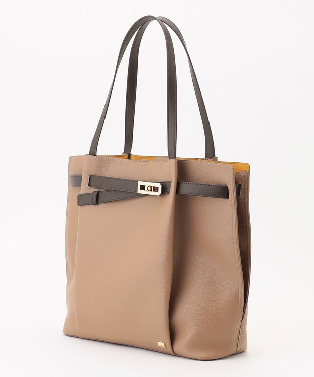 LA BAGAGERIE コンビカラーA4トートバッグ ダークグレージュ