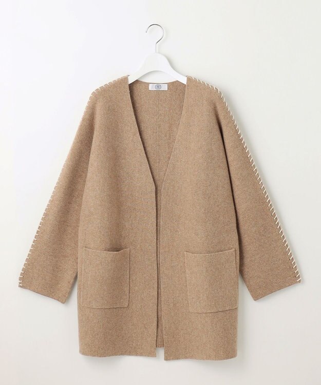 J.PRESS LADIES 【洗える】BONNY Vネック ニット アウター キャメル系