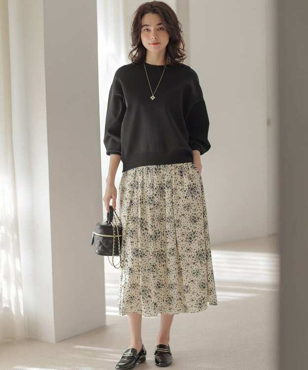 組曲 モザイクフラワープリント スカート アイボリー系5