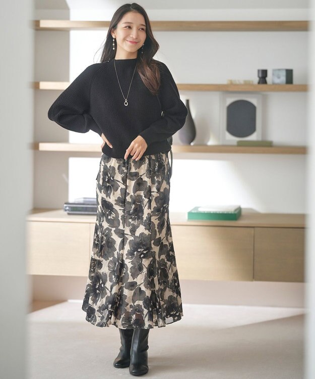 ANY SIS 【洗える・セットアップ可】アンチピリング変形畔 ボトルネック ニット ブラック