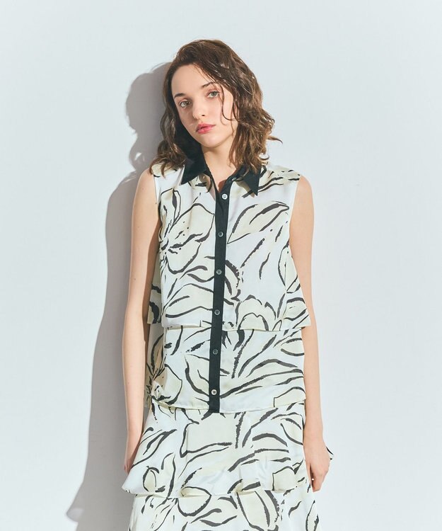 GRACE CONTINENTAL プリントレイヤードノースリーブ キナリ