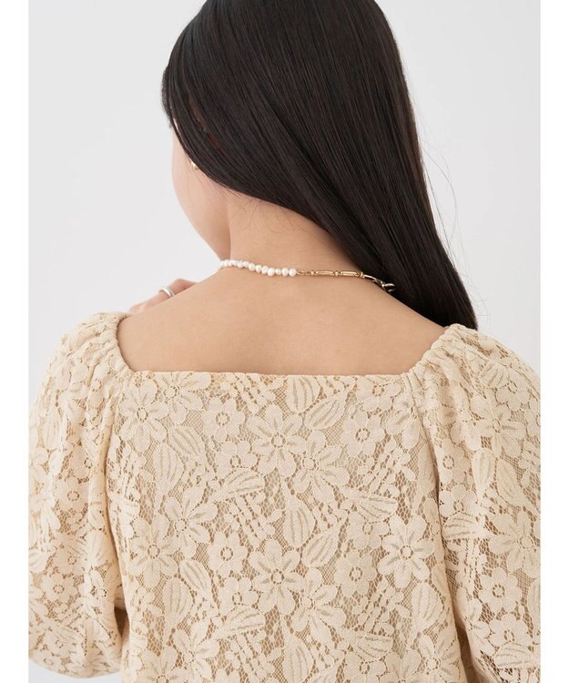 earth music&ecology フラワーレースブラウス Beige