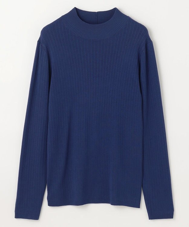 ANY 【洗濯機可】ランダムリブハイネックニット ロイヤルブルー