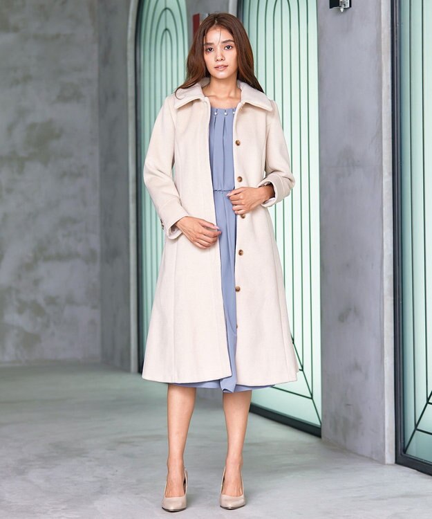 Tiaclasse 【洗える】タックパールワンピース ブルー