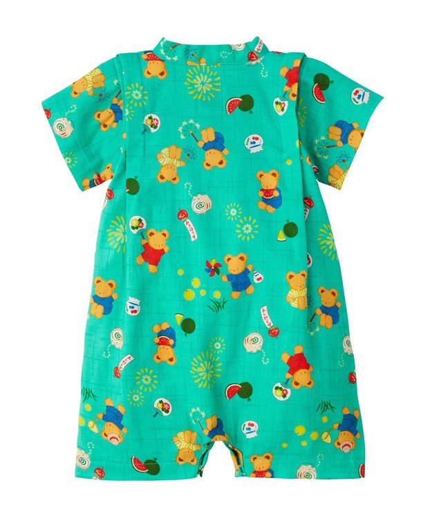 MIKI HOUSE HOT BISCUITS 【ミキハウス】【60-80cm】ミキハウスベア 甚平オール ストームグリーン