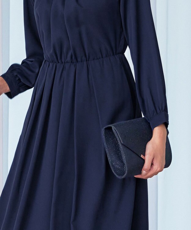 Tiaclasse 【洗える】タックパールワンピース ネイビー