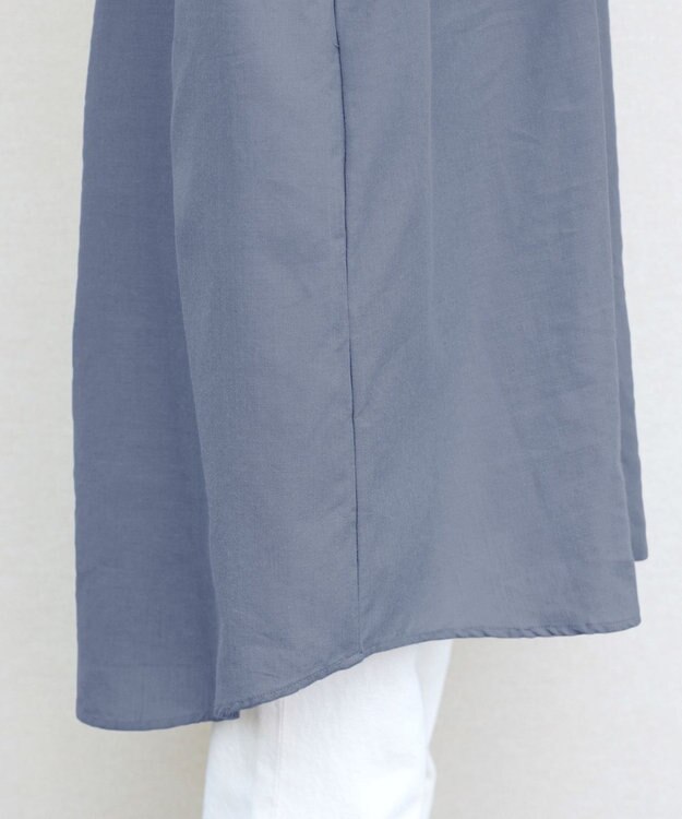 Tiaclasse 【洗える】リネンミックススキッパーシャツワンピース サックス