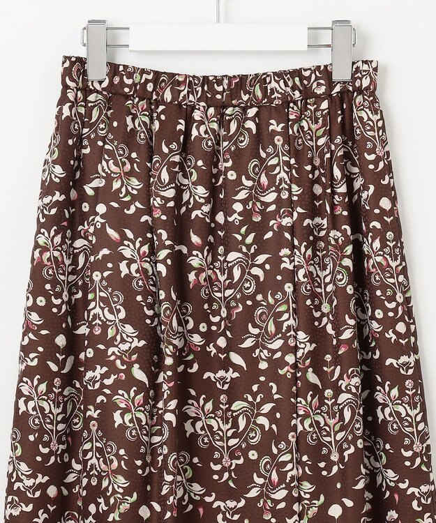 自由区 S 【ウエストゴム・洗える】ERICAパネルプリント スカート ココア系