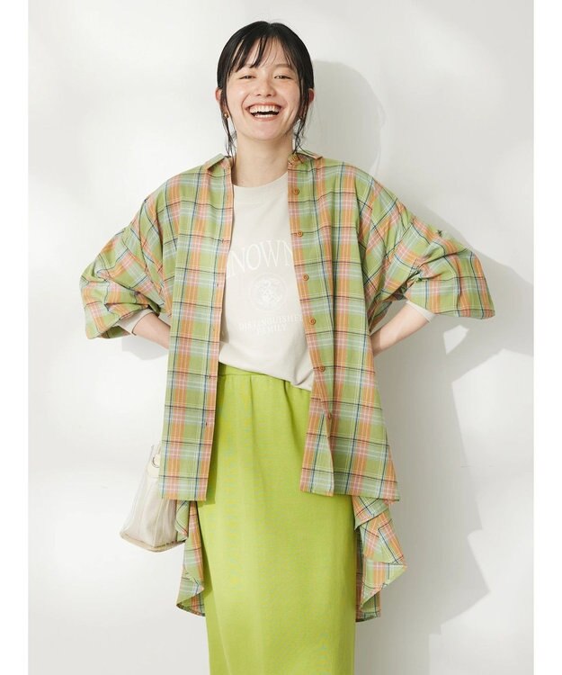 CRAFT STANDARD BOUTIQUE チェックフィッシュテールチュニック Light Green