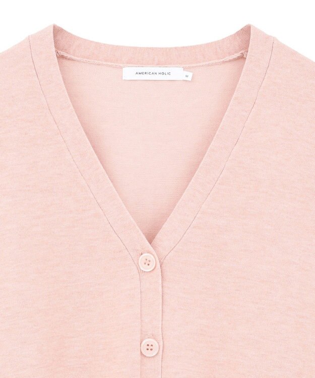 AMERICAN HOLIC 【WEB限定】バイパチVネックルーズカーディガン Pink