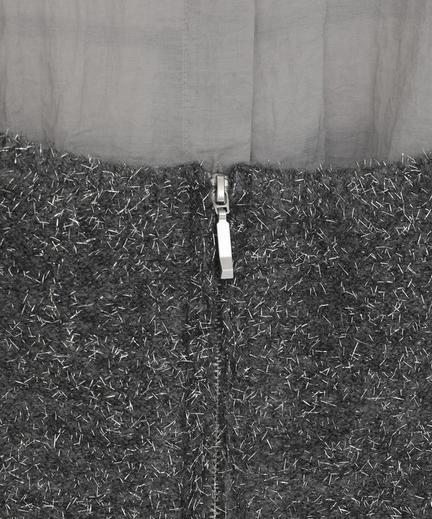 Green Parks ＳＥＴ２点ラメシャギービスチェ＋シャツ Charcoal Gray