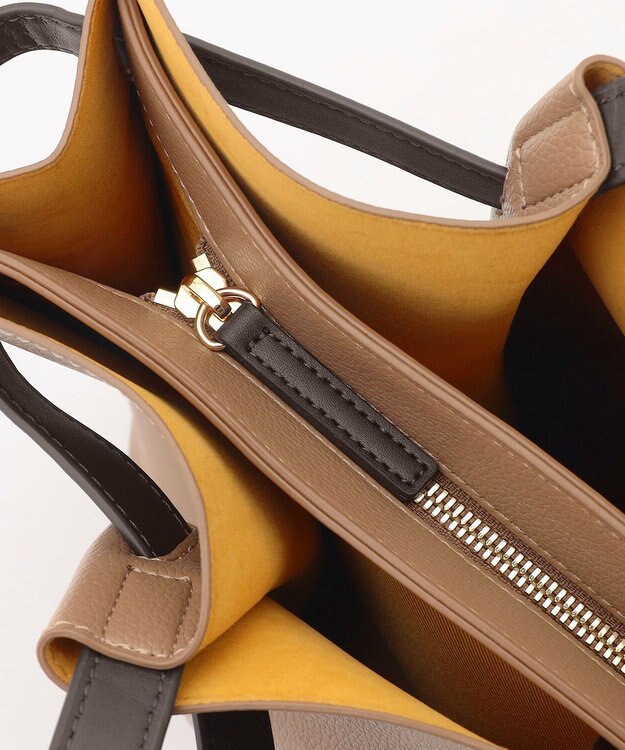 LA BAGAGERIE コンビカラーA4トートバッグ ダークグレージュ