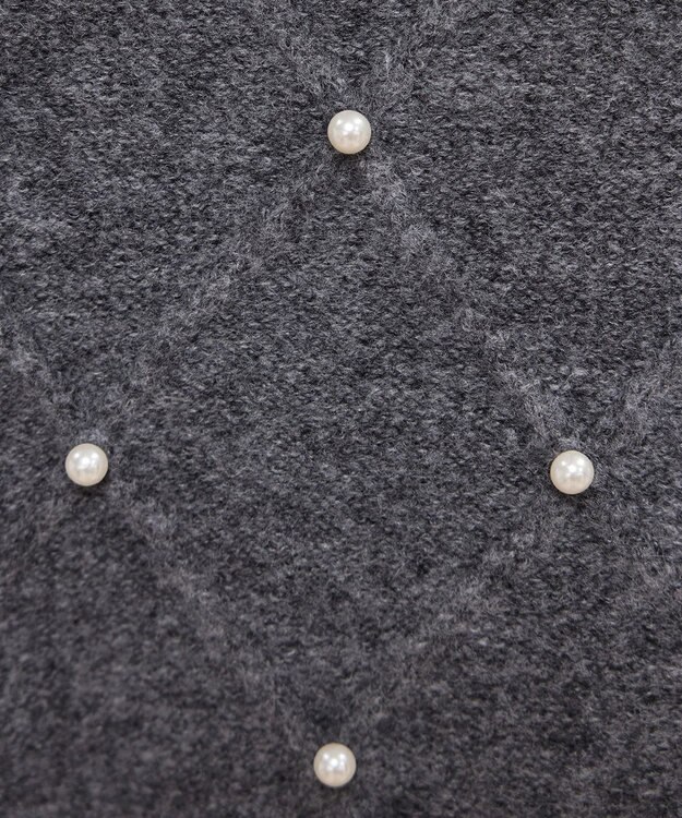 Tiaclasse ダイヤ柄パール付きニットプルオーバー グレー