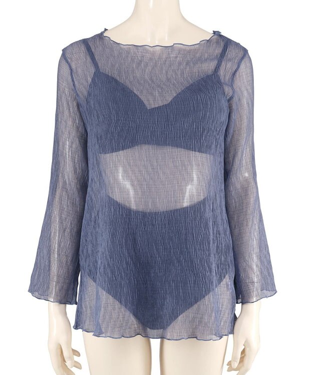 San-ai Resort（三愛水着楽園） 【WEB限定】シアー素材トップス3点セット水着 ブルー