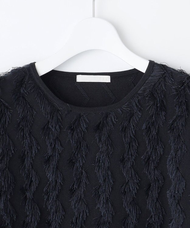 自由区 【洗える】カットジャガード ニット ネイビー