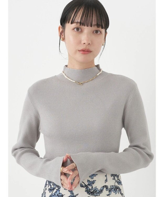 earth music&ecology ハイネックラメニットプルオーバー Gray