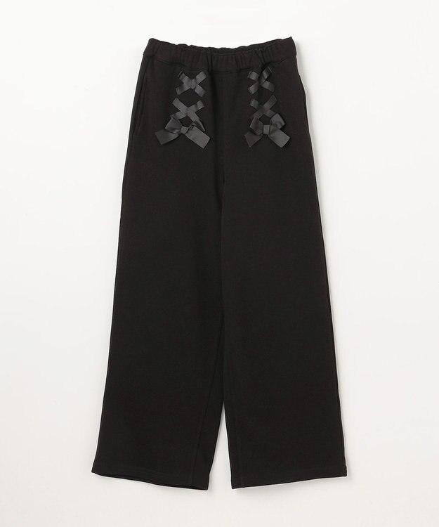 ANY KIDS レースアップ 裏シャギーワイドパンツ ブラック