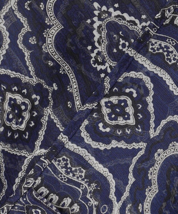 23区 S 【洗える】オーナメントプリント ブラウス ネイビープリント