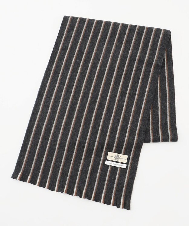 J.PRESS MEN カシミヤマフラー レジメンタルストライプ グレー系1