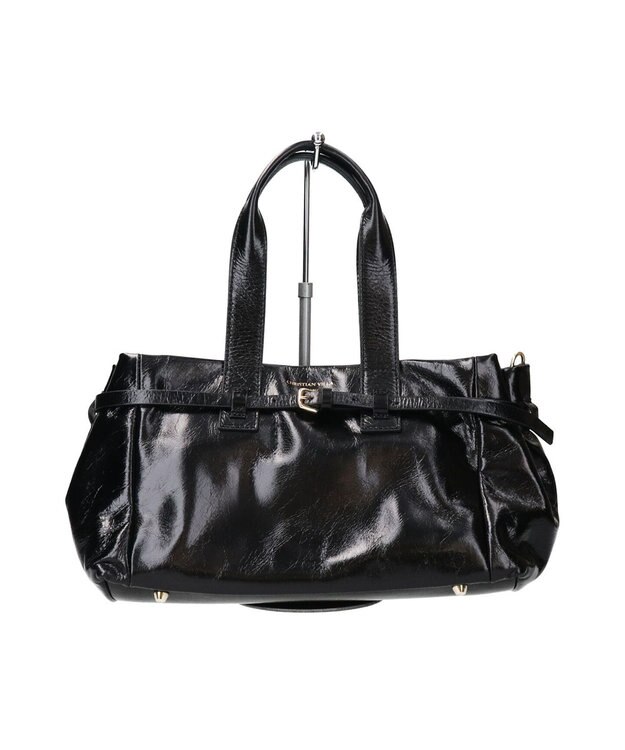 INTER-CHAUSSURES 【CHRISTIAN VILLA】ミディアムサイズレザーハンドバッグ ブラック
