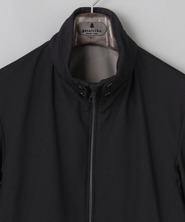 GOTAIRIKU 仕事で着られる【シワになりにくい/洗える/ストレッチ/吸水速乾】バブルテック フーデッドブルゾン ブラック系