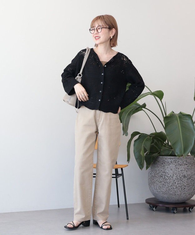 AMERICAN HOLIC クロシェニットカーディガン Black