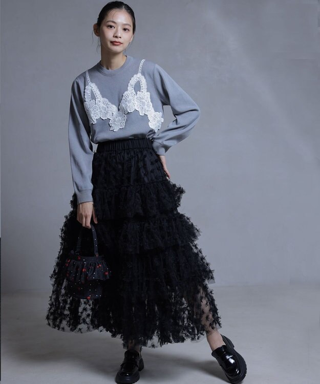 組曲 S 【組曲×setsuko sagittaire】ケーキチュール スカート ブラック系