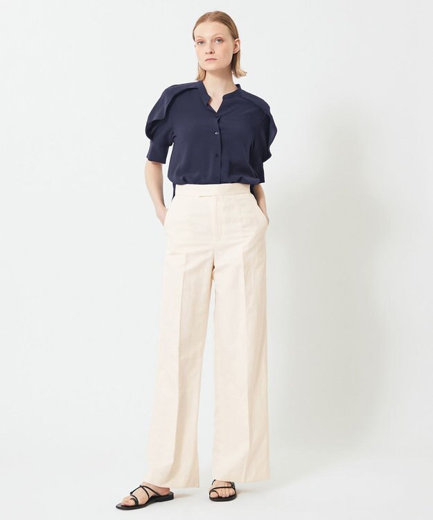 BEIGE， HYACINTH / スタンドカラーブラウス Navy