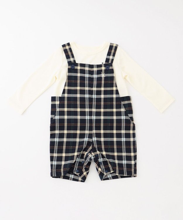 組曲 KIDS 【80-90cm】Check 長袖オーバーオール ネイビー系5